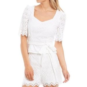 Antonio Melani Oda Puff Sleeve Eyelet blouse